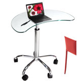 Laptop Stand with Casters in Clear Glass