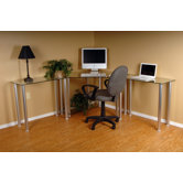 Corner Computer Desk with 2 42" Modular Extensions