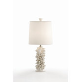 Cassidy Satin White Porcelain Lamp with Ivory Sheer Silk Shade