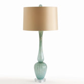 Blakely Aqua Marine Glass and Acrylic Lamp with Gold Silk Shade