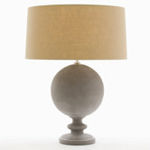 Argyle Gray Cement Finial Lamp with Beige Cotton Shade