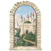 Enchanted Kingdom Mountainview Castle Window Peel and Stick in Multi