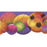 Whimsical Children's Vol. 1 Neon Sports Balls Die-Cut Border in Purple