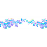 Fluttering Butterflies Free Style Border Wallpaper in Blue