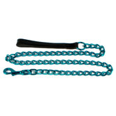 Steel Dog Leash in Teal with Black Nylon Handle