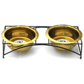 Modern Double Diner Stand with 2 Wide Rimmed Bowls