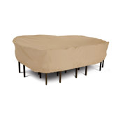 Terrazzo Collection Patio Table and Chair Set Cover in Tan, Medium Rectangular