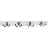 White Wood and Chrome 4 Hook Coat Rack