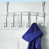 Chrome Over the Door Cambridge Coat Rack with Ceramic Knobs