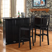 Mobile Folding Bar in Black with 30" School House Stool in Black