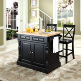 Kitchen Island Set with Butcher Block Top