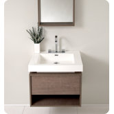 Fresca Potenza Gray Oak Modern Bathroom Vanity with Mirror and Pop Open Drawer