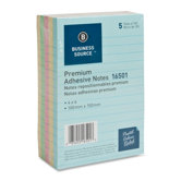 Adhesive Notes, Ruled, 3"x3", 100 Sheets per Pad, 5 per Pack, Pastel