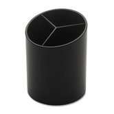 Large Pencil Cup, 3 Compartments, 3"x3"x4-1/8", Black