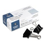 Binder Clip, Medium, 1-1/4"W, 5/8" Capacity, Black