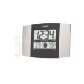 Silver Atomic Wall Clock with Moon Phase & Indoor/Outdoor Temperature