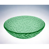 Translucence&trade; Rainbow Artistic Green Tempered Glass Vessel