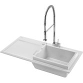 Starck K Flush Mount Kitchen Sink with Right Bowl in White Alpin
