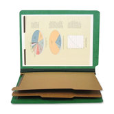 Classification Folders,6 Sections,25 Pt,Ltr,Emerald Green