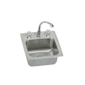 Lustertone Gourmet 15" x 15" Self Rimming Stainless Steel Bar Sink with Two Handle Faucet