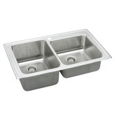 Lustertone Gourmet 37" x 22" 4 Hole Double Bowl Sink Set
