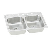 Celebrity Classique 33" x 22" Self-Rimming Double Bowl Sink Set