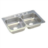 Dayton 33" x 22" Top Mount Stainless Steel Double Bowl Sink Set