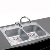 Elumina Self-Rimming Stainless Steel Double Sink with Four Holes - 33" x 22" with Optional Cutting Board