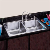 22"x 33" Self Rimming Stainless Steel Double Bowl Kitchen Sink