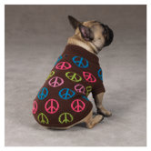 Peace Sign Dog Sweater in Brown