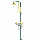 Safe-T-Zone Floor Mount Combination Shower with  Eye / Face Wash with Deluge Showerhead with Pull Rod