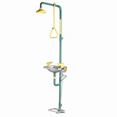 Safe-T-Zone Floor Mount Combination Shower with Eye / Face Wash and Deluge Showerhead with Pull Rod