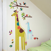 Giraffe Growth Chart Interactive Vinyl Peel and Stick Wall Play Mural