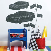 Fast Cars Chalkboard Vinyl Peel and Stick Mural