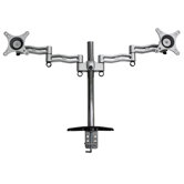 Dual Monitor Double Arm Desktop Mount in Silver
