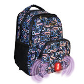 Built-in Alarm School Backpack in Geometric Pattern