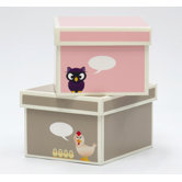 Opal Medium Box with Lid in Pink and Brown (Set of 2)