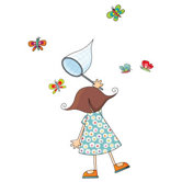 Ludo Little Girl with Butterflies Wall Decal
