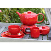 3-tlg. Kaffee-/ Tee Gedeck "Happymix" in Rot
