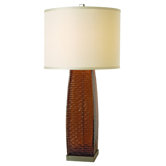 Zen One Light Table Lamp with Sepia Chiseled Relief Glass in Brushed Nickel