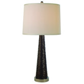 Tinseltown One Light Table Lamp with Off-White Shimmer Shade in Polished Chrome