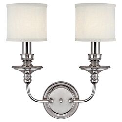 Midtown 2 Light Wall Sconce in Polished Nickel