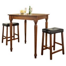 3 Piece Pub Dining Set with Turned Leg Barstools in Classic Cherry
