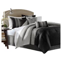 Amherst 7 Piece Comforter Set in Black & Grey