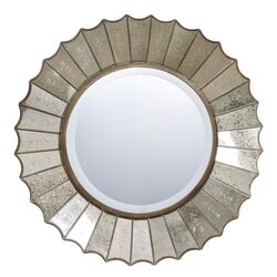 Amberlyn Round Mirror in Antique Gold Leaf