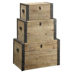 3 Piece Trunk Set in Natural Wood