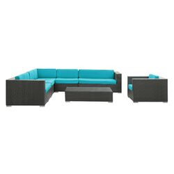 Palm 7 Piece Seating Group in Espresso & Turquoise