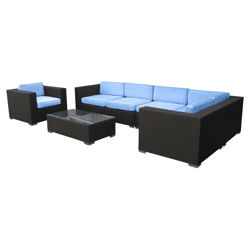 Corona 7 Piece Seating Group in Espresso & Light Blue Corona 7 Piece Seating Group in Espresso & Light Blue