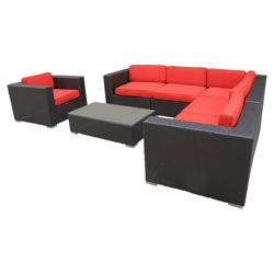 Corona 7 Piece Seating Group in Espresso & Cushions Corona 7 Piece Seating Group in Espresso & Cushions