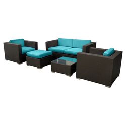 Malibu 5 Piece Seating Group in Espresso & Turquoise